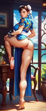 chun li legs barefoot posing, nsfw ai artwork
