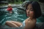 Okamaitachi fan art in a hot spring nsfw one punch man